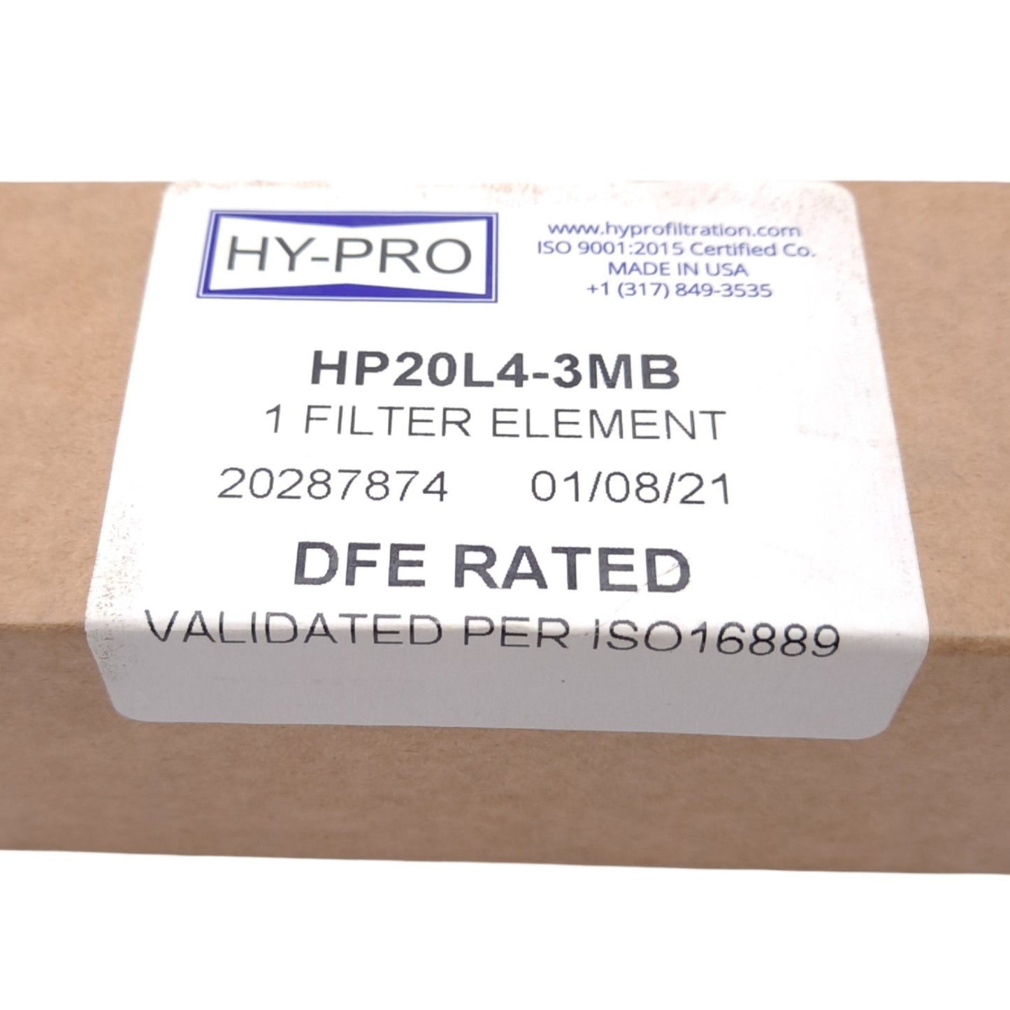 New Hy-Pro HP20L4-3MB Filter Element, ø1in ID, ø1.77in OD x 4.45in, 3µm Filtration