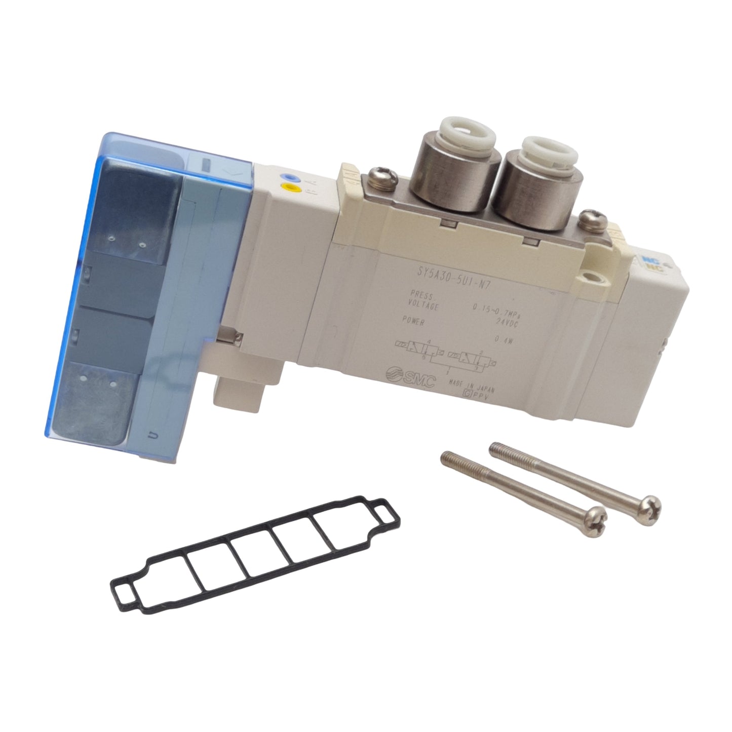 New SMC SY5A30-5U1-N7 Solenoid Valve 4-Position Dual 3-Port, 0.15-0.7MPa, 24VDC Coil