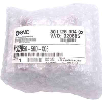 New SMC NCQ2B50-50D-XC6 Compact Cylinder, ø50mm Bore, 50mm Stroke, 1/4 NPT, 1.0MPa