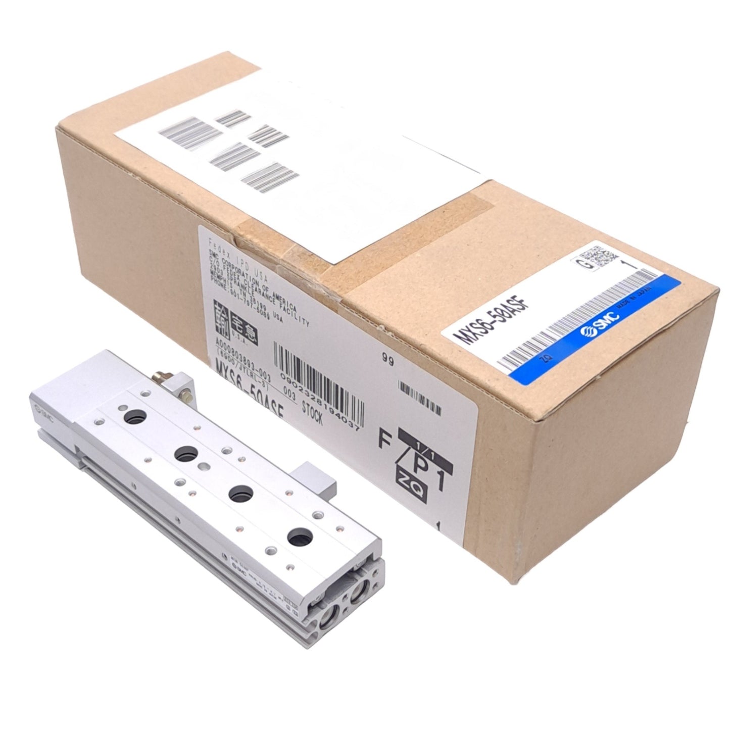 New SMC MXS6-50ASF Pneumatic Slide Table, ø6mm Bore, 50mm Stroke, M3x0.5, 0.7MPa