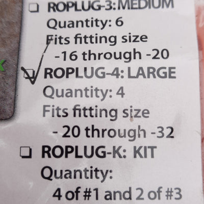 New Bag of 4 SRM Industries ROPLUG-4 Orange Rhino Drip Proof Plug, Dash -20 to -30
