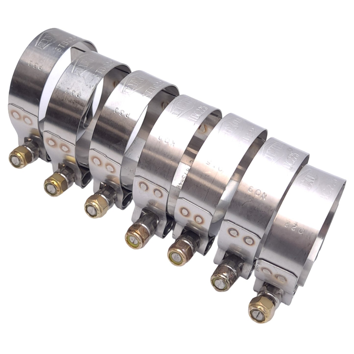 New Lot of 7 Dixon STBC225 T-Bolt Clamps, 0.75x0.025in, ø2.06-2.31in, 110lbs Torque