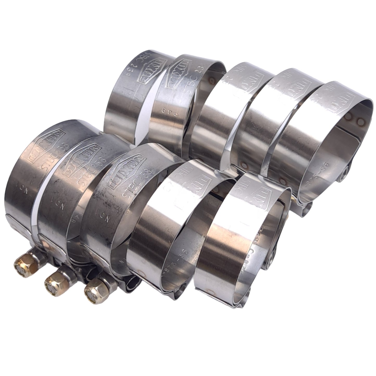 New Lot of 10 Dixon STBC238 T-Bolt-Clamps, 0.75x0.025in, ø2.19-2.50in, 110lbs Torque