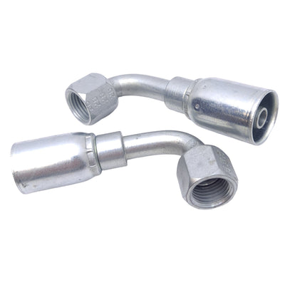 New Lot of 2 Danfoss 06906E-666 Crimp Hose Fittings, 90° Elbow, JIC 37, -6, 4000 PSI