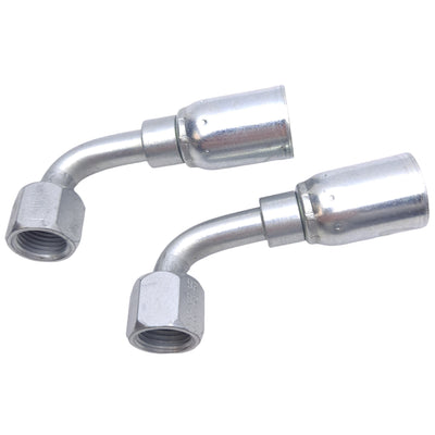 New Lot of 2 Danfoss 06906E-666 Crimp Hose Fittings, 90° Elbow, JIC 37, -6, 4000 PSI