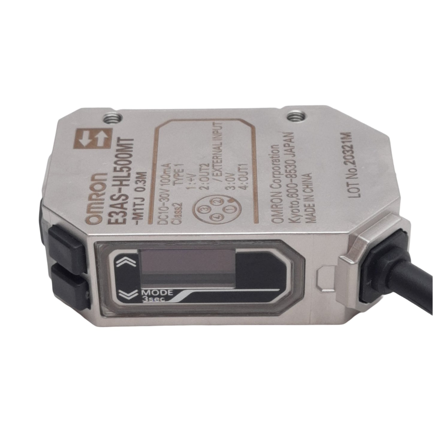 New Omron E3AS-HL500MT-M1TJ Photoelectric Sensor, 35-500mm, M12 4-Pin Male, 10-30VDC