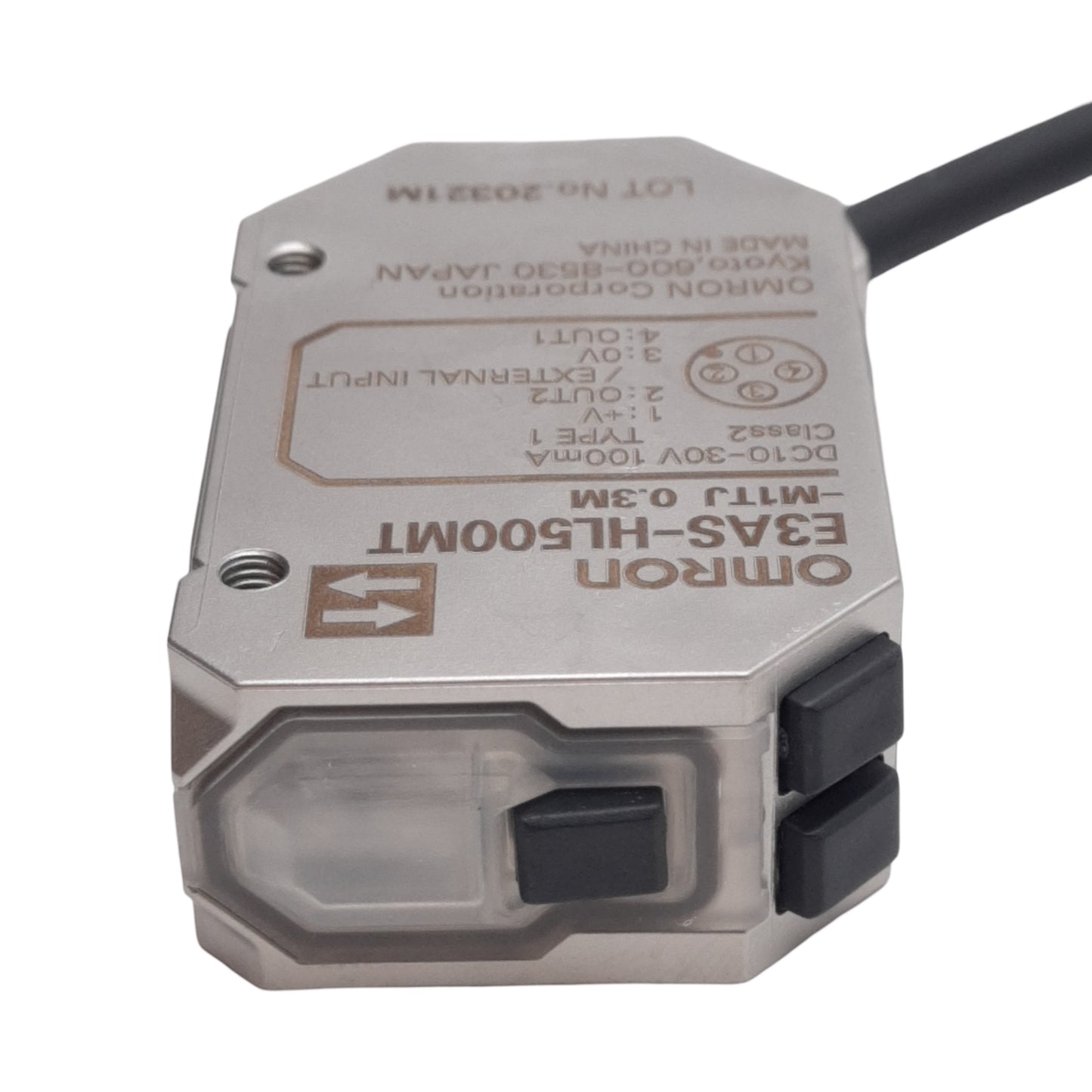 New Omron E3AS-HL500MT-M1TJ Photoelectric Sensor, 35-500mm, M12 4-Pin Male, 10-30VDC