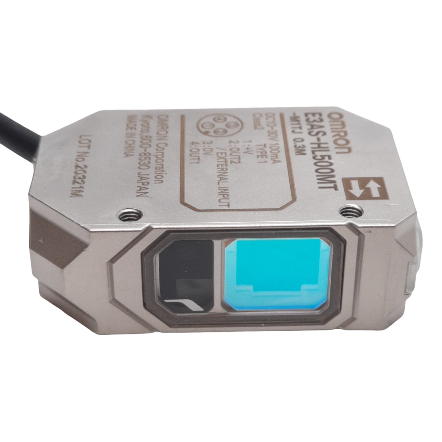 New Omron E3AS-HL500MT-M1TJ Photoelectric Sensor, 35-500mm, M12 4-Pin Male, 10-30VDC