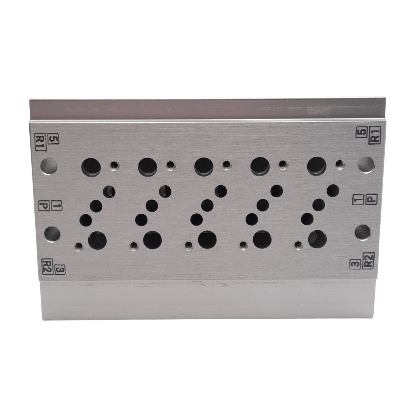 New SMC VV5QZ25-0501TC Base Mounted Manifold, Aluminum, 5-Stations, NPTF1/8 Ports