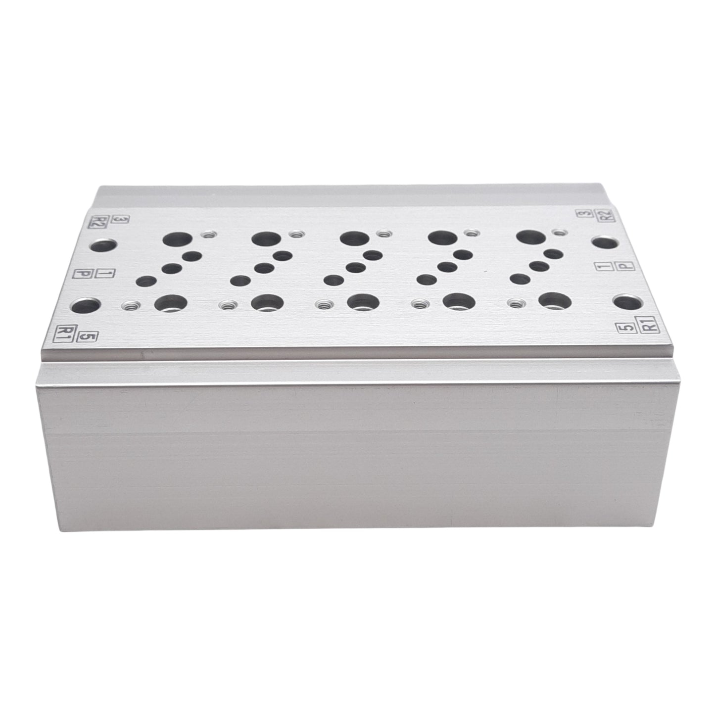 New SMC VV5QZ25-0501TC Base Mounted Manifold, Aluminum, 5-Stations, NPTF1/8 Ports