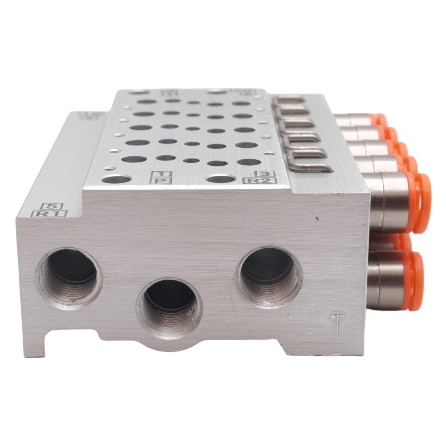 New – Open box SMC VV5QZ15-05N7TC Base Mounted Manifold, Aluminum, 5-Stations, ø1/4in One-Touch