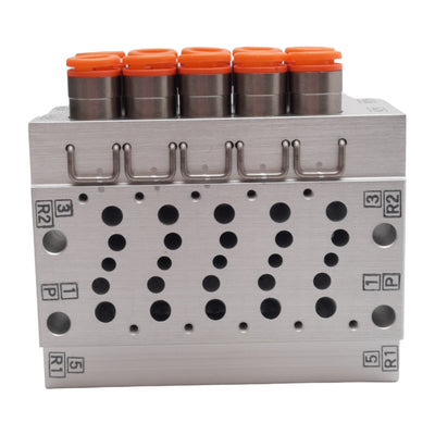 New – Open box SMC VV5QZ15-05N7TC Base Mounted Manifold, Aluminum, 5-Stations, ø1/4in One-Touch