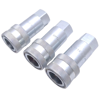 New Lot of 3 Stucchi 800601002 Hydraulic Couplers, 1/4 NPT, 24L/min Flow, 35MPa Max