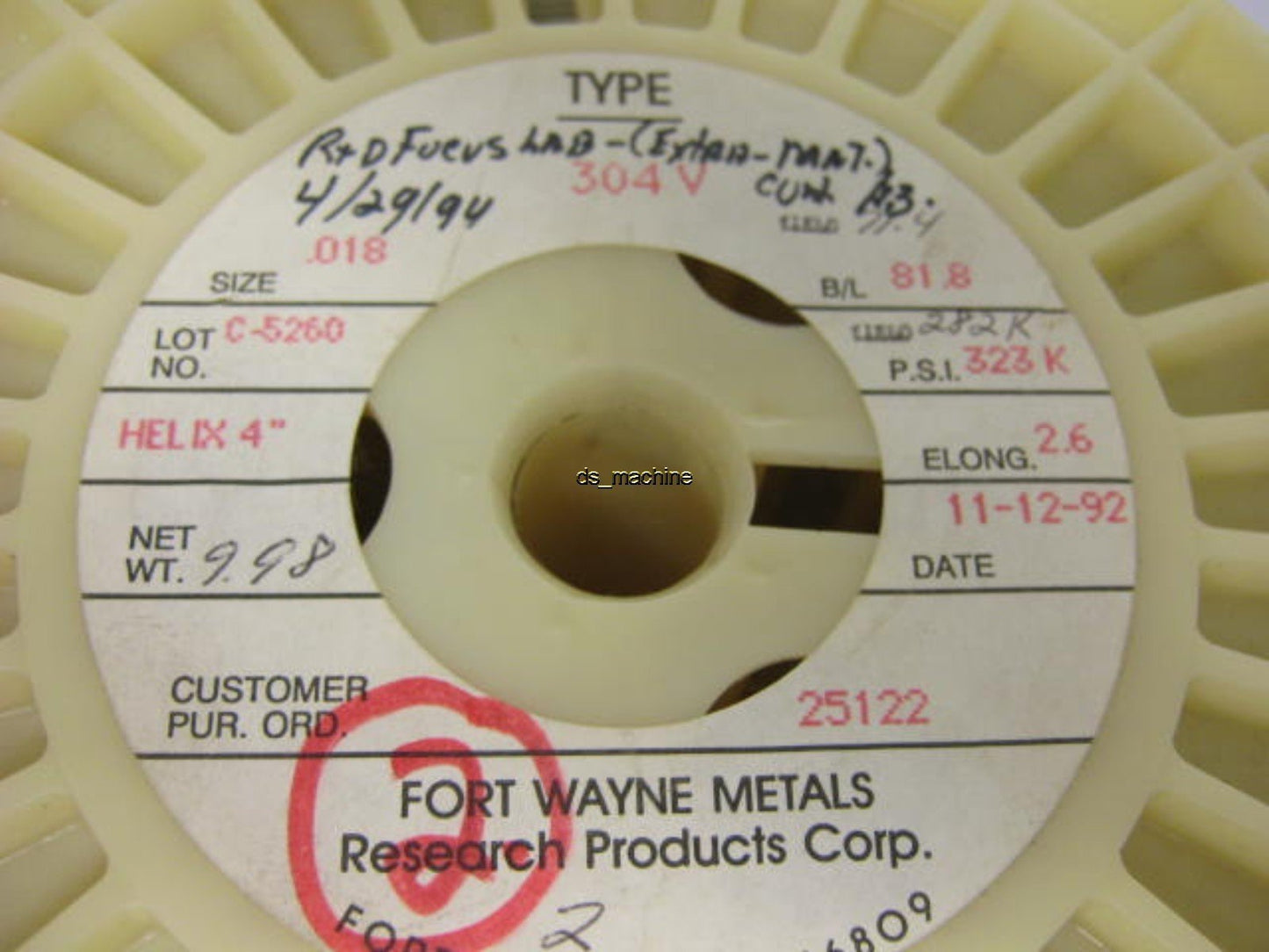 New Fort Wayne Metals 304V Stainless Steel Wire 0.018" Diameter Approx. 10,000'