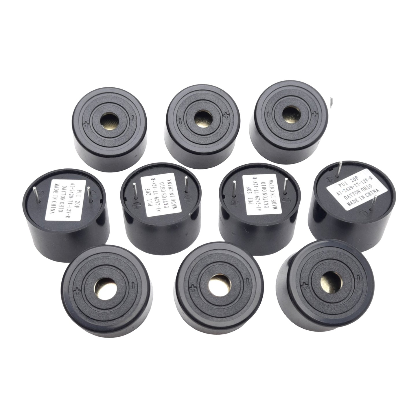 New Lot of 10 PUI Audio AI-2429-TT-12V-R Piezo Buzzer, 95dB, 2.9kHz, 12VDC 8mA