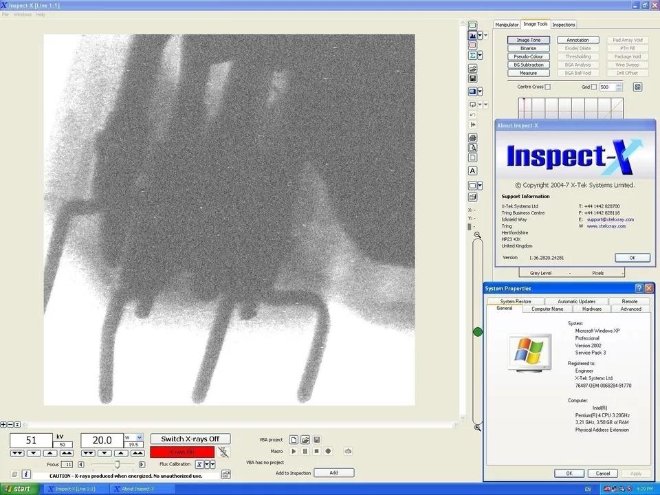 Used X-TEK HAWK X-Ray Inspection Machine 160kV 20W 5-Axis 120V w/Anti-Vibration Base