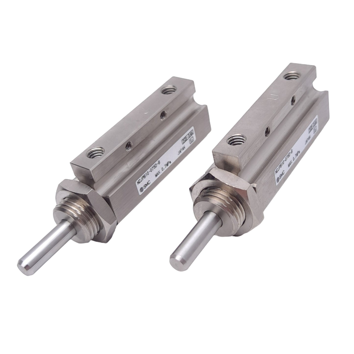 New Lot of 2 SMC NCJPB10-075D-B Pin Cylinders, ø10mm Bore, 3/4in Stroke, 0.7MPa