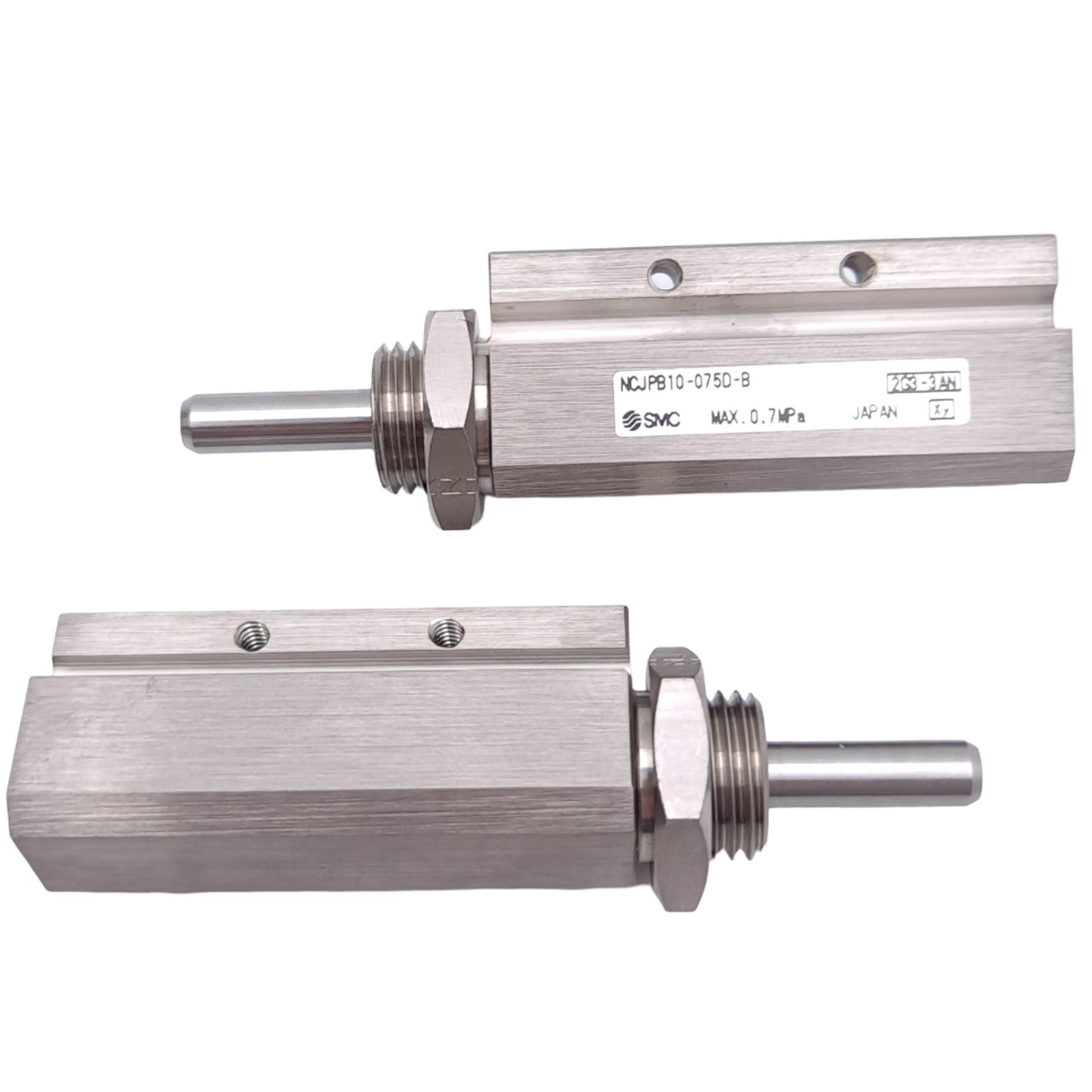New Lot of 2 SMC NCJPB10-075D-B Pin Cylinders, ø10mm Bore, 3/4in Stroke, 0.7MPa