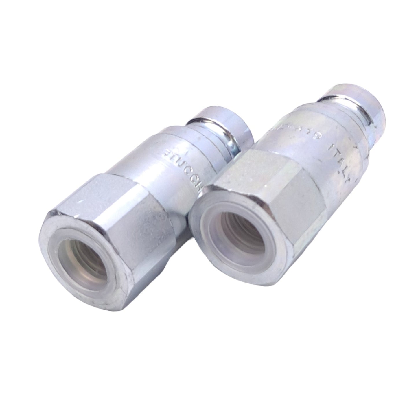 New Lot of 2 Stucchi 801304017 Flat Face Couplers, ø1/4in, 3/8in SAE, 6090 PSI