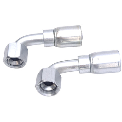 New Lot of 2 Danfoss 06908E-668 Crimp Hose Fittings, 90° Elbow, 13/32in JIC 37, -8