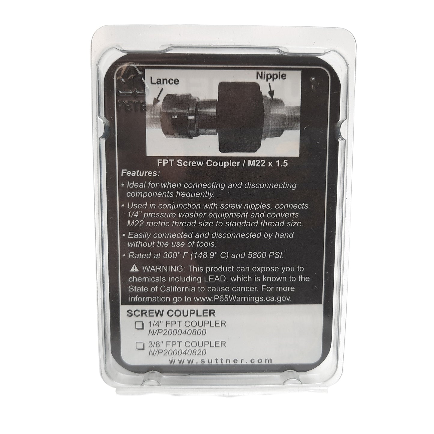 New Lot of 3 Suttner P200040800, 871400000019 Screw Coupling M22 F x 1/4" FNPT