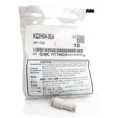 New Lot of 10 SMC KQ2H04-06A Union Fitting, ø4mm To ø6mm Tube, -100kPa To 1MPa