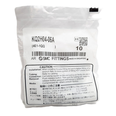 New Lot of 10 SMC KQ2H04-06A Union Fitting, ø4mm To ø6mm Tube, -100kPa To 1MPa