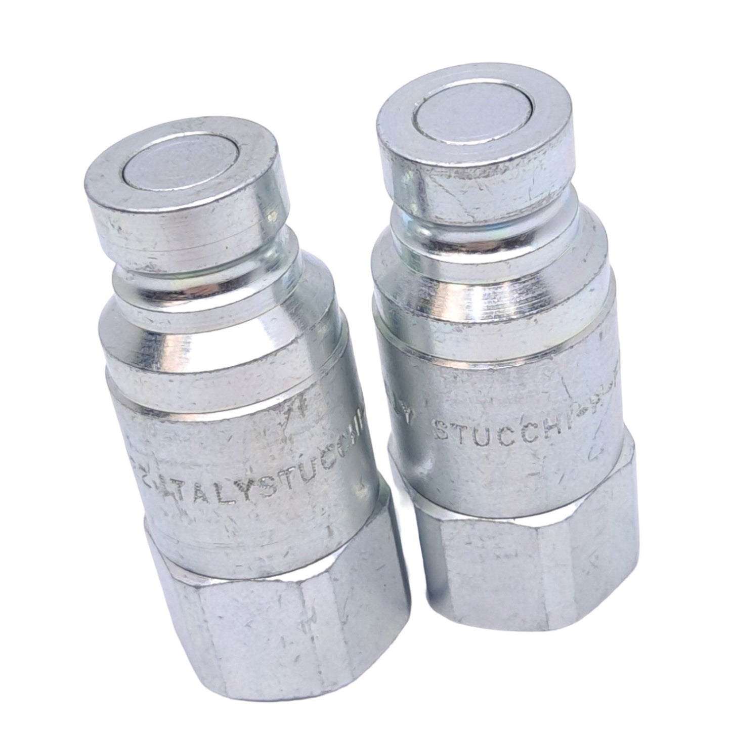 New Lot of 2 Stucchi 800804001 Flat Face Couplers, ø1/4in, 3/8 SAE, 30 MPa Max