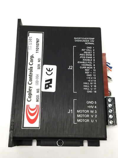 Used Copley Controls 800-984 DC Brushless PWM Servo Amplifier Drive, 18-55VDC, 5A