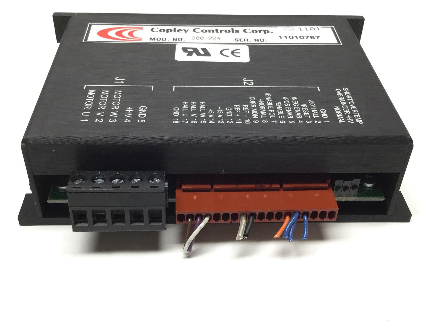 Used Copley Controls 800-984 DC Brushless PWM Servo Amplifier Drive, 18-55VDC, 5A