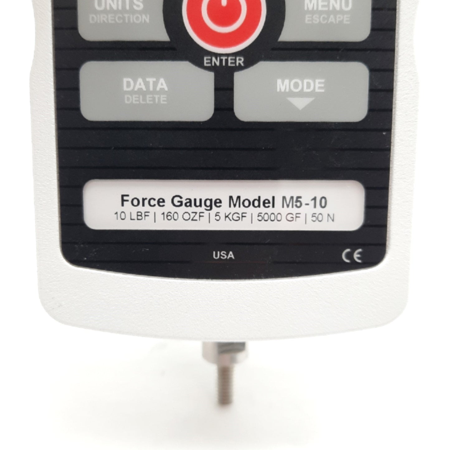 Used Mark-10 M5-20 Digital Force Gauge, 20LBF Capacity, D-Sub 15 RS-232, USB-B, 12VDC