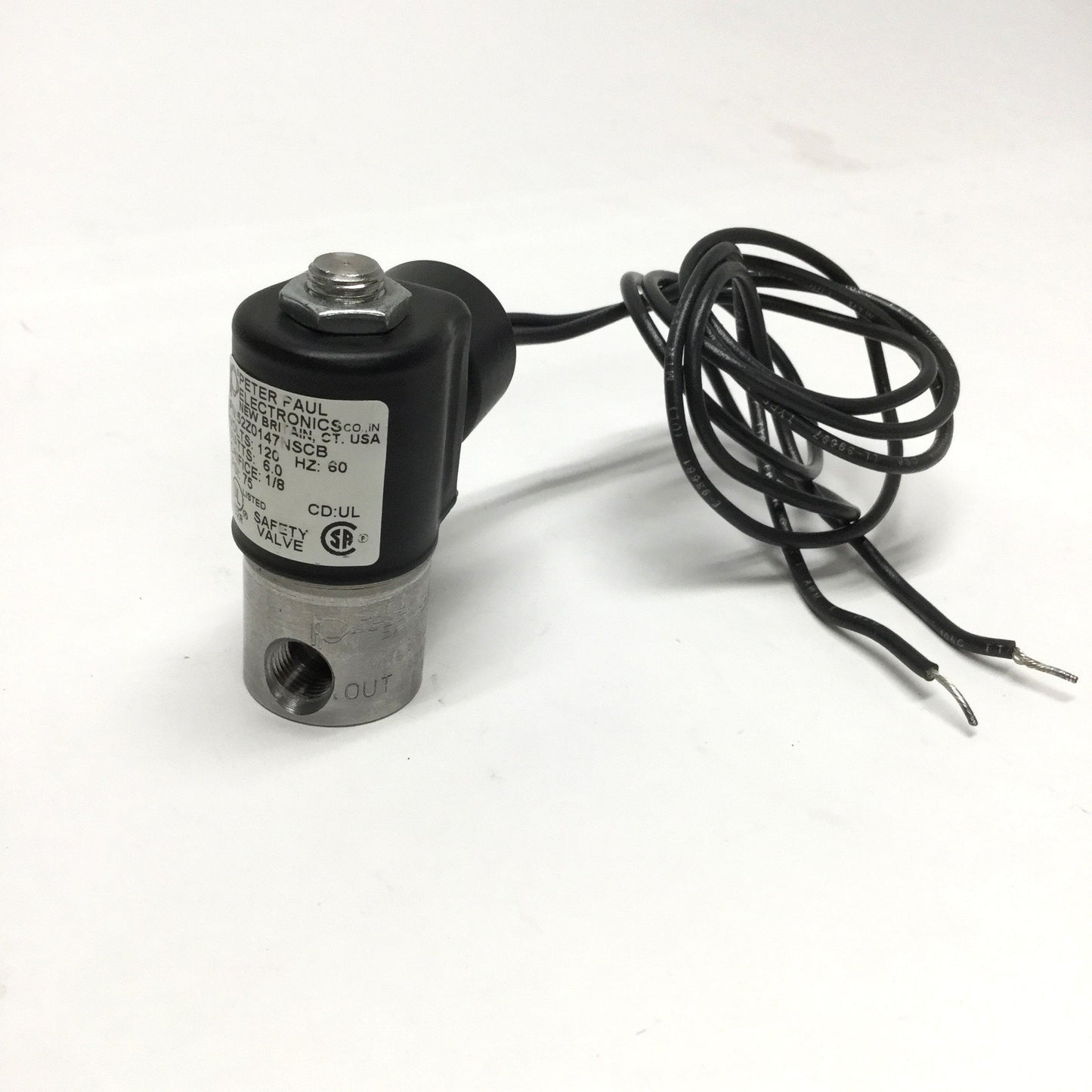 Used Peter Paul 52Z0147NSCB Solenoid Valve 2-Way NC, 120VAC Coil, 75psi, 1/8" Orifice