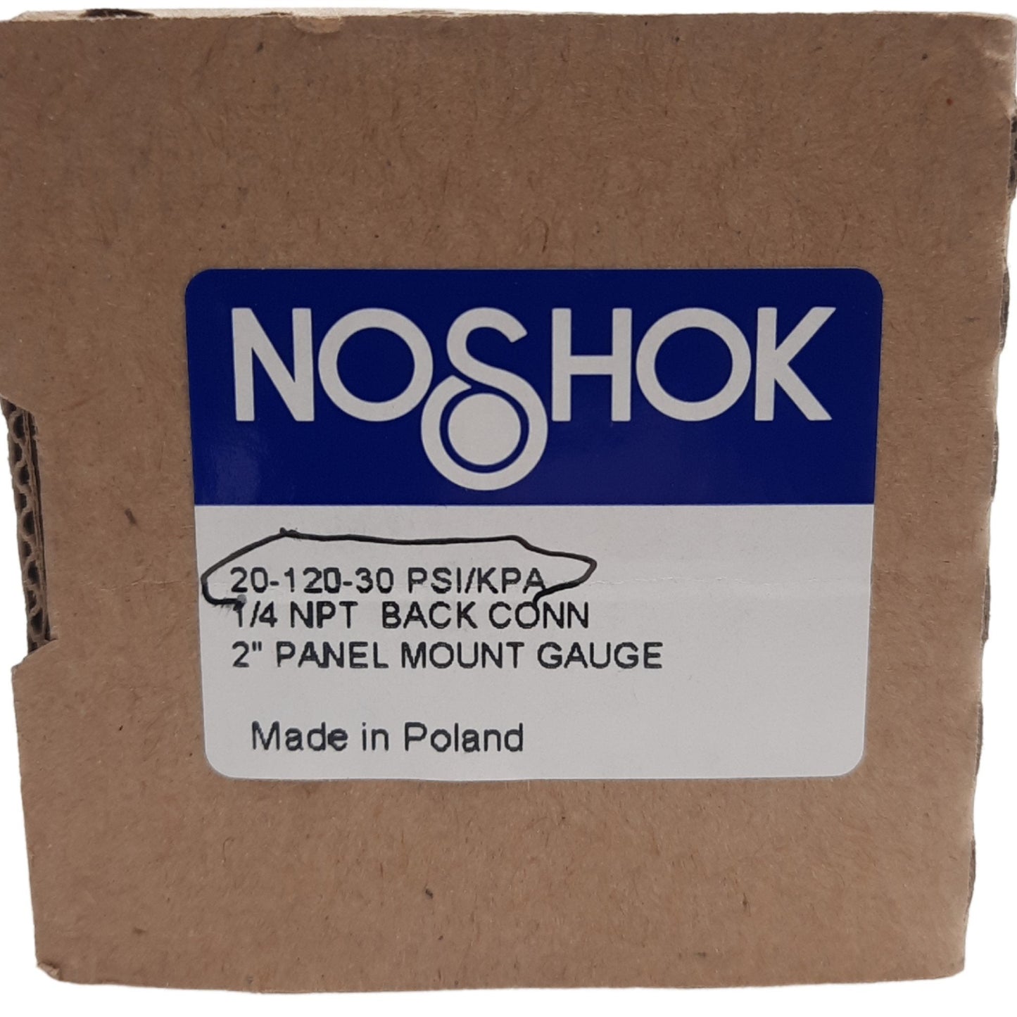New Noshok 20-120-30 PSI/KPA Dry Pressure Gauge, 30 PSI/ 200 kPa, 2in, 1/4 NPT
