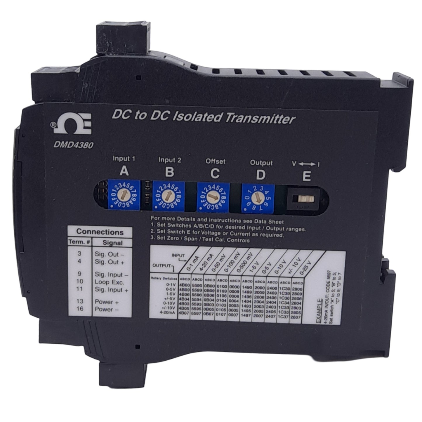 New – Open box Omega DMD4380-DC Isolated Transmitter, 0-50VDC In, 0-10VDC Out, 9-30VDC/10-32VAC