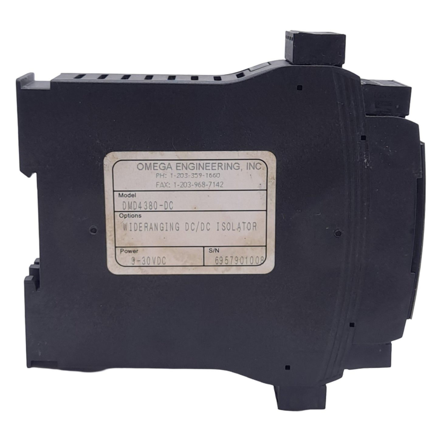 New – Open box Omega DMD4380-DC Isolated Transmitter, 0-50VDC In, 0-10VDC Out, 9-30VDC/10-32VAC