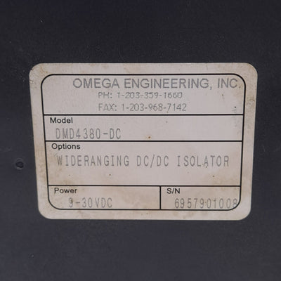 New – Open box Omega DMD4380-DC Isolated Transmitter, 0-50VDC In, 0-10VDC Out, 9-30VDC/10-32VAC