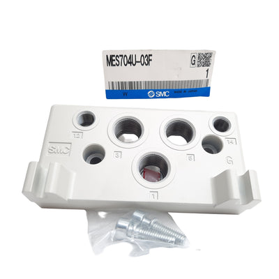 New SMC MES704U-03F Right Side End Plate For EVS1 Series Manifolds, G 3/8 & G 1/8
