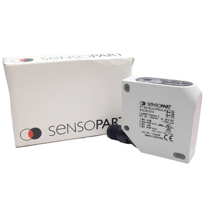 New Sensopart FT 50 RLH-PSVL4, Laser Sensor, M12 Male 4-Pin, PNP 10-30VDC, 150mm Max