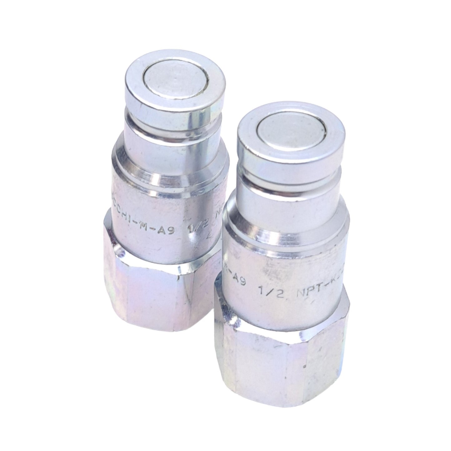 New Lot of 2 Stucchi 801301007 Flat Face Couplers, ø3/8in, 1/2 NPT, 46 L/min, 35 MPa