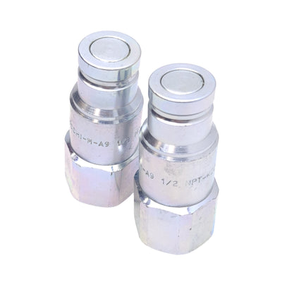 New Lot of 2 Stucchi 801301007 Flat Face Couplers, ø3/8in, 1/2 NPT, 46 L/min, 35 MPa