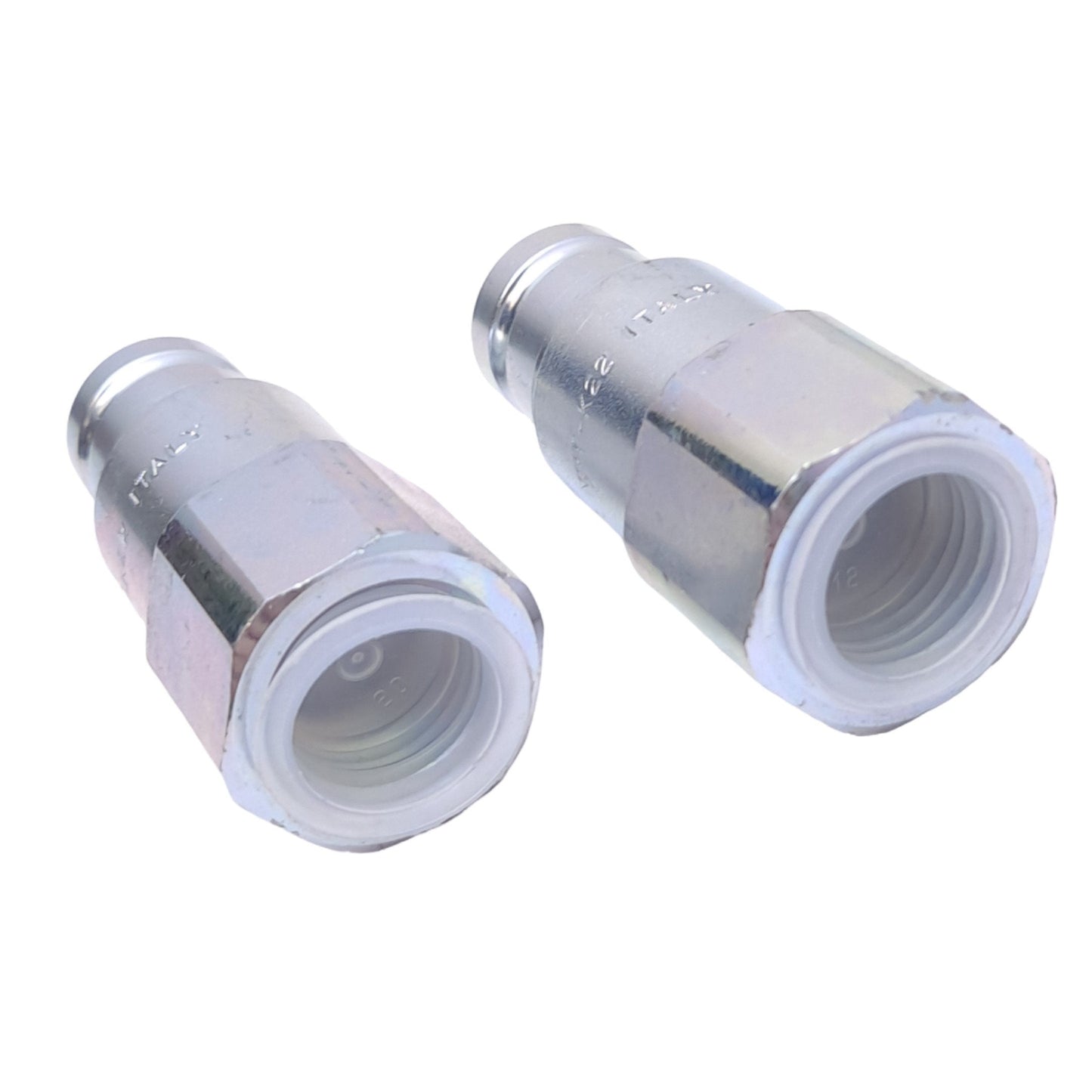 New Lot of 2 Stucchi 801301007 Flat Face Couplers, ø3/8in, 1/2 NPT, 46 L/min, 35 MPa