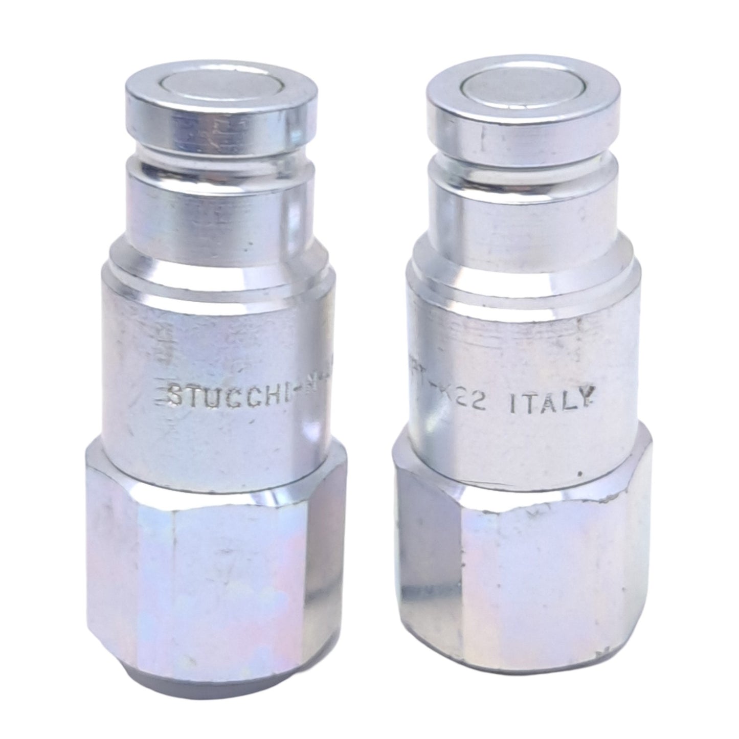 New Lot of 2 Stucchi 801301007 Flat Face Couplers, ø3/8in, 1/2 NPT, 46 L/min, 35 MPa