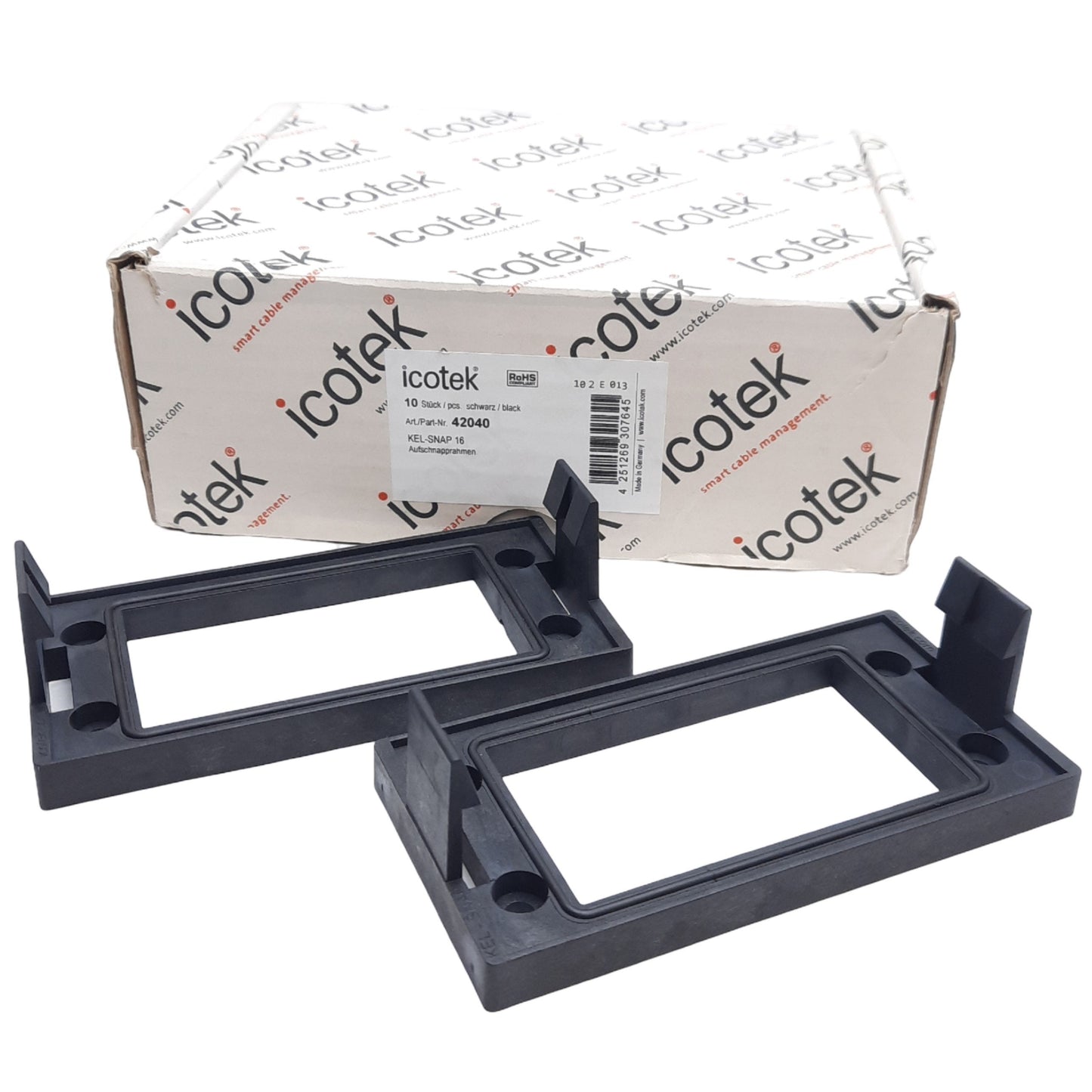 New Lot of 2 Icotek 42040 Mounting Frame, Kel-Snap 16, 85mm x 46mm Cutout
