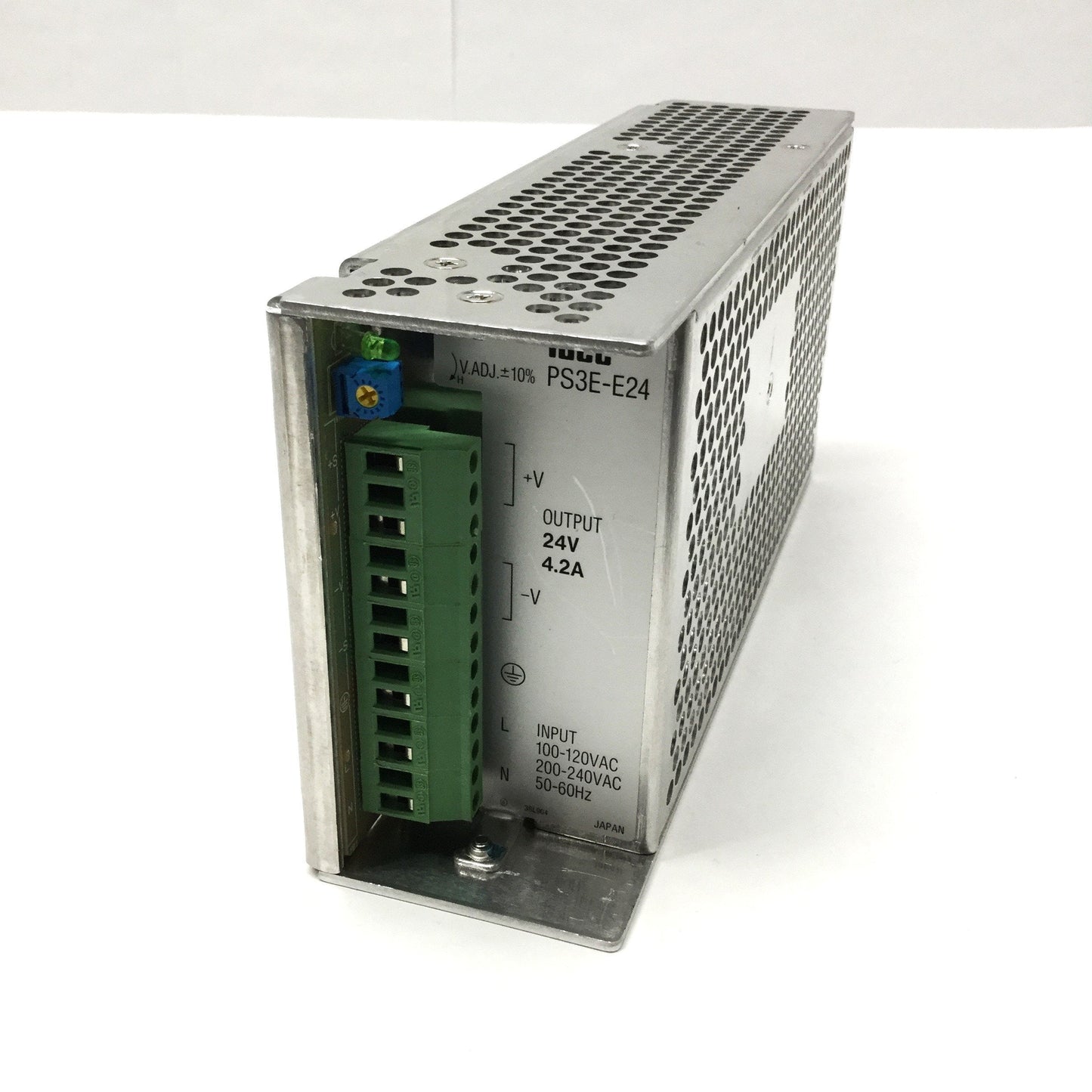 Used Idec PS3E-E24 100W Enclosed Power Supply 100-120/200-240VAC In, 24VDC 4.2A Out