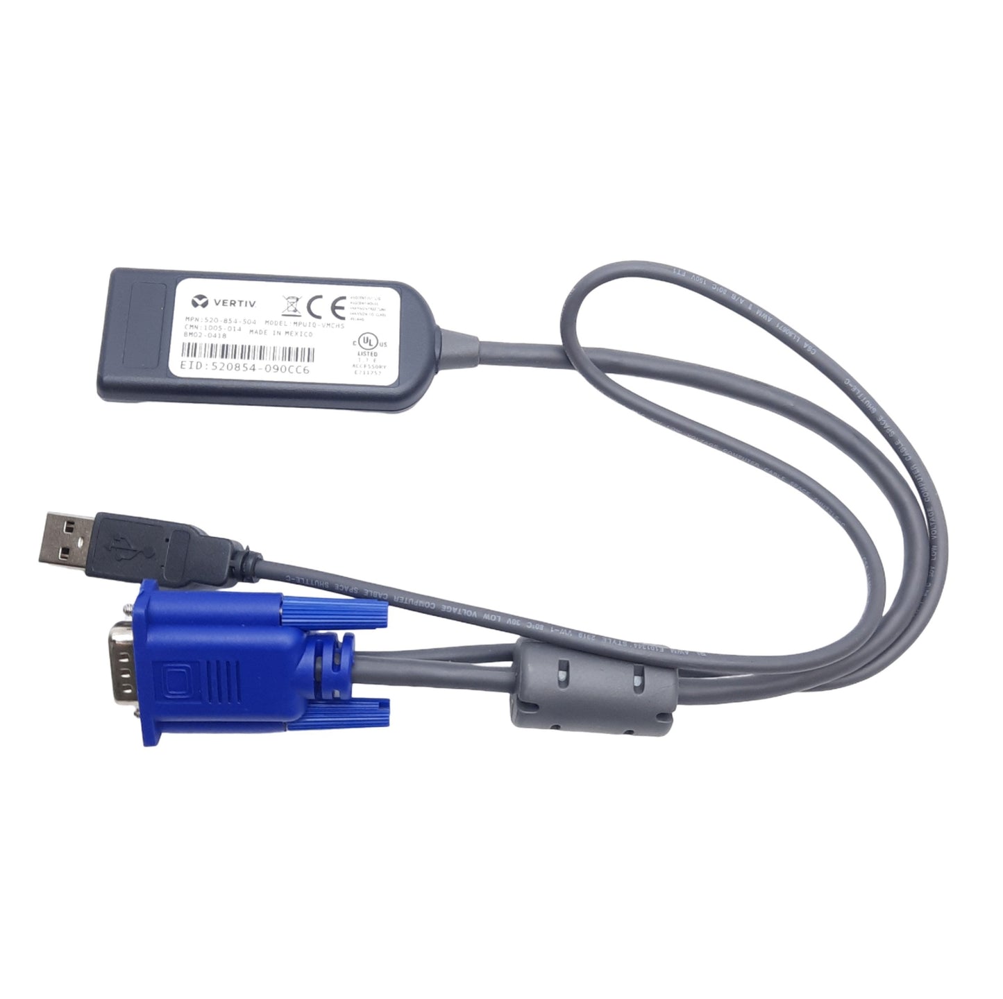 New Vertiv MPUIQ-VMCHS Server Interface Module, VGA, USB-A, RJ 45 Female