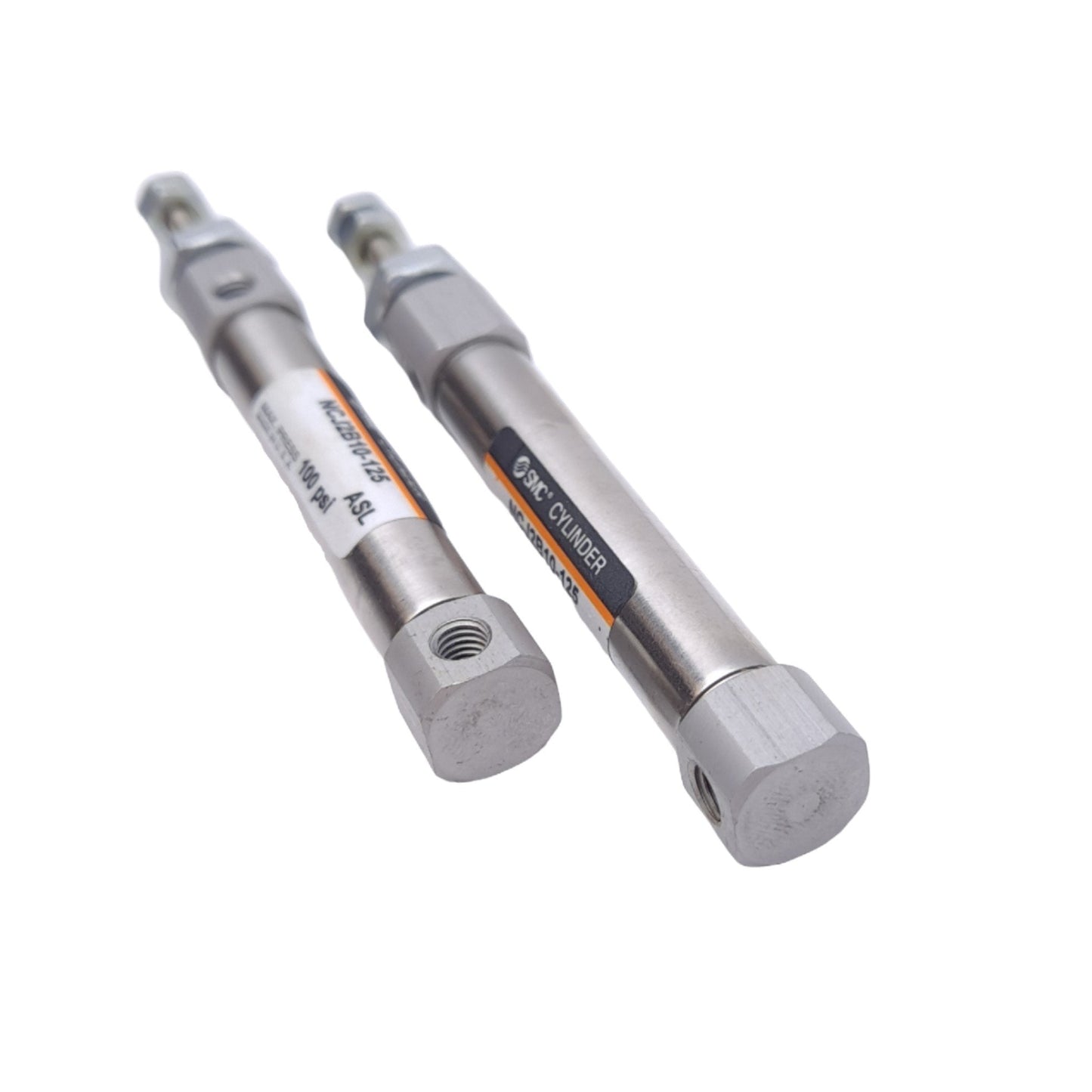 New Lot of 2 SMC NCJ2B10-125 Pneumatic Cylinders, ø3/8in, 1.25in Stroke, UNF, 100PSI