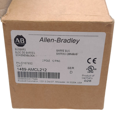 New Allen Bradley 1489-AMCL212 D167832 MCB Bus Bar, 2-Phase 12-Pin, 600V AC/DC, 115A