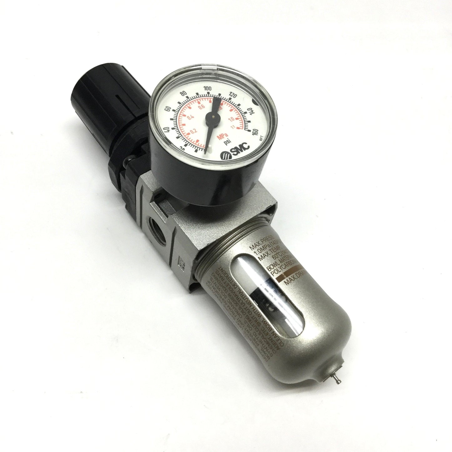 Used SMC NAW2000-N02-C Filter/Regulator 0.05-0.85MPa Set Pressure, 1/4" NPT w/Gauge