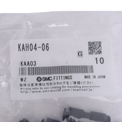 New Lot of 10 SMC KAH04-06 Anti-Static Pneumatic Fittings, ø6mm to ø8mm, 1.0MPa Max