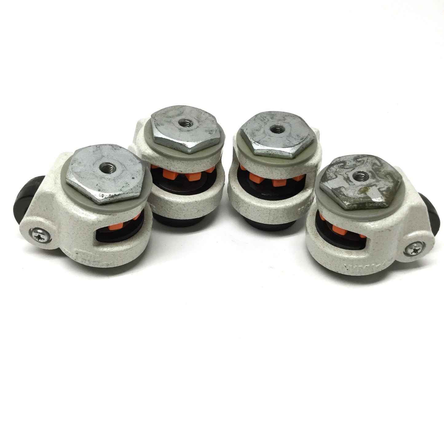 Used Lot of 4 WMI-40 Light-Duty Leveling Wheels 60lb/Caster Rating, M8 Stem Thread